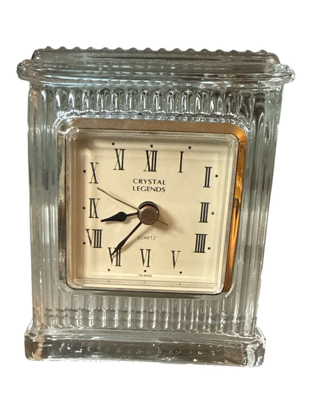 Vintage Godinger Crystal Legends Quartz Crystal Desk Clock Taiwan-TESTED